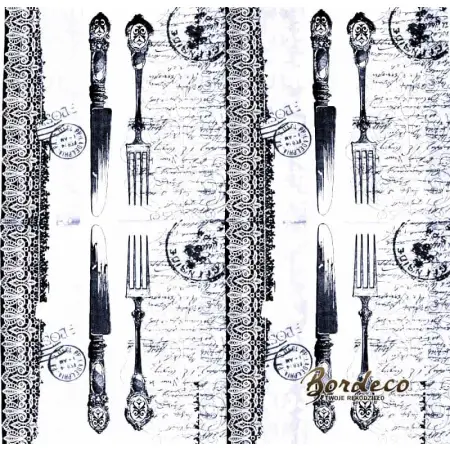 Serwetka do decoupage sztućce na koronkowym obrusie 33x33 PAPSTAR Unikat